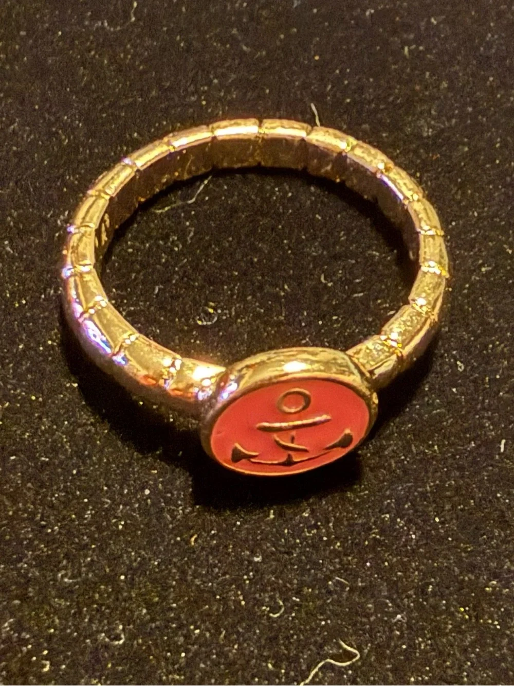 Gold-Tone Pink Anchor Enamel Ring